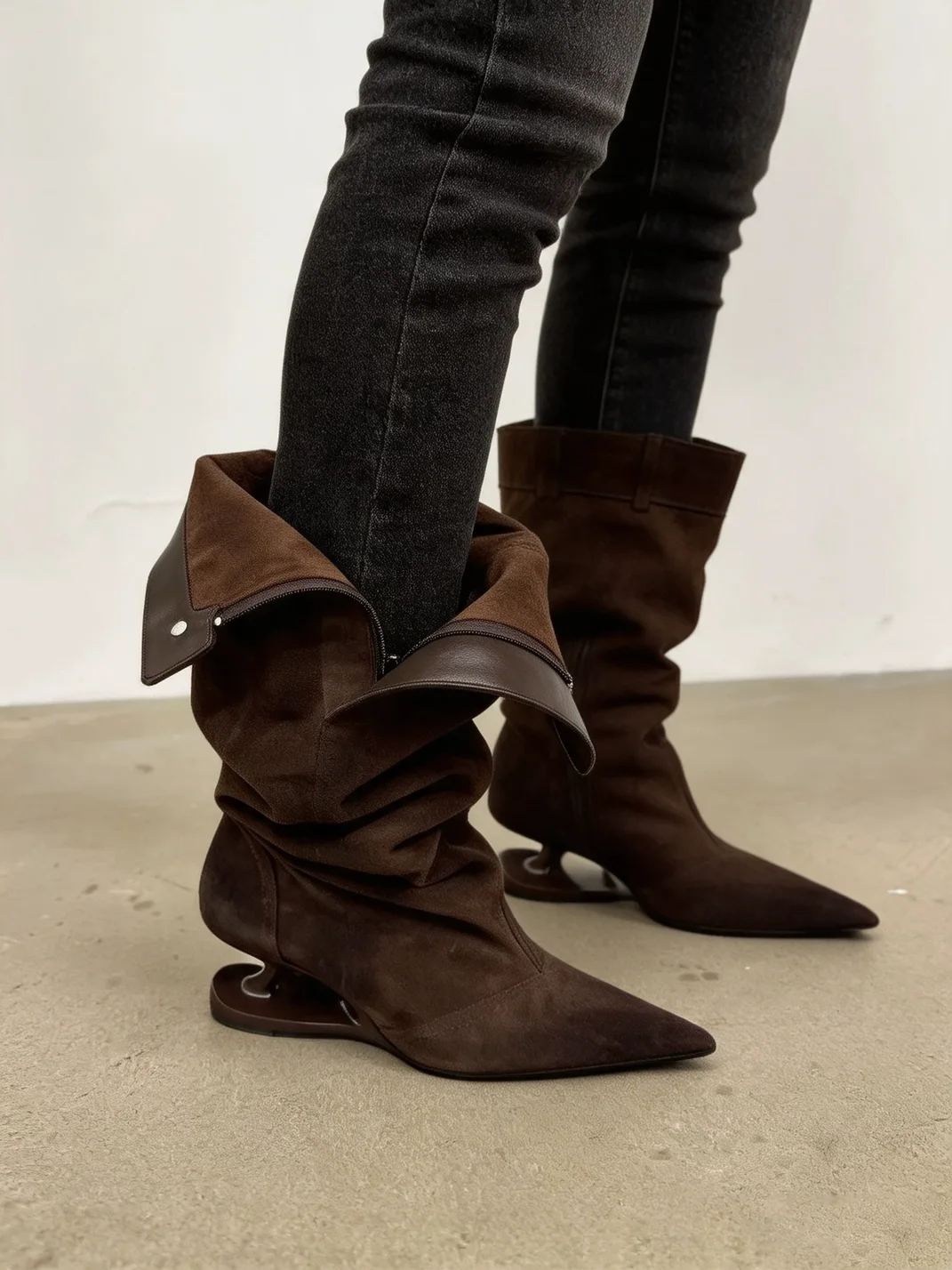 In lucky | Pointed Toe Slouch Knee-High Boots