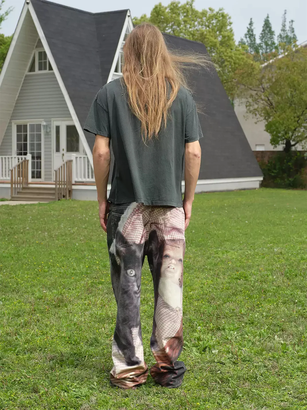 SONGAADON | Cat Graphic Straight-Leg Jeans