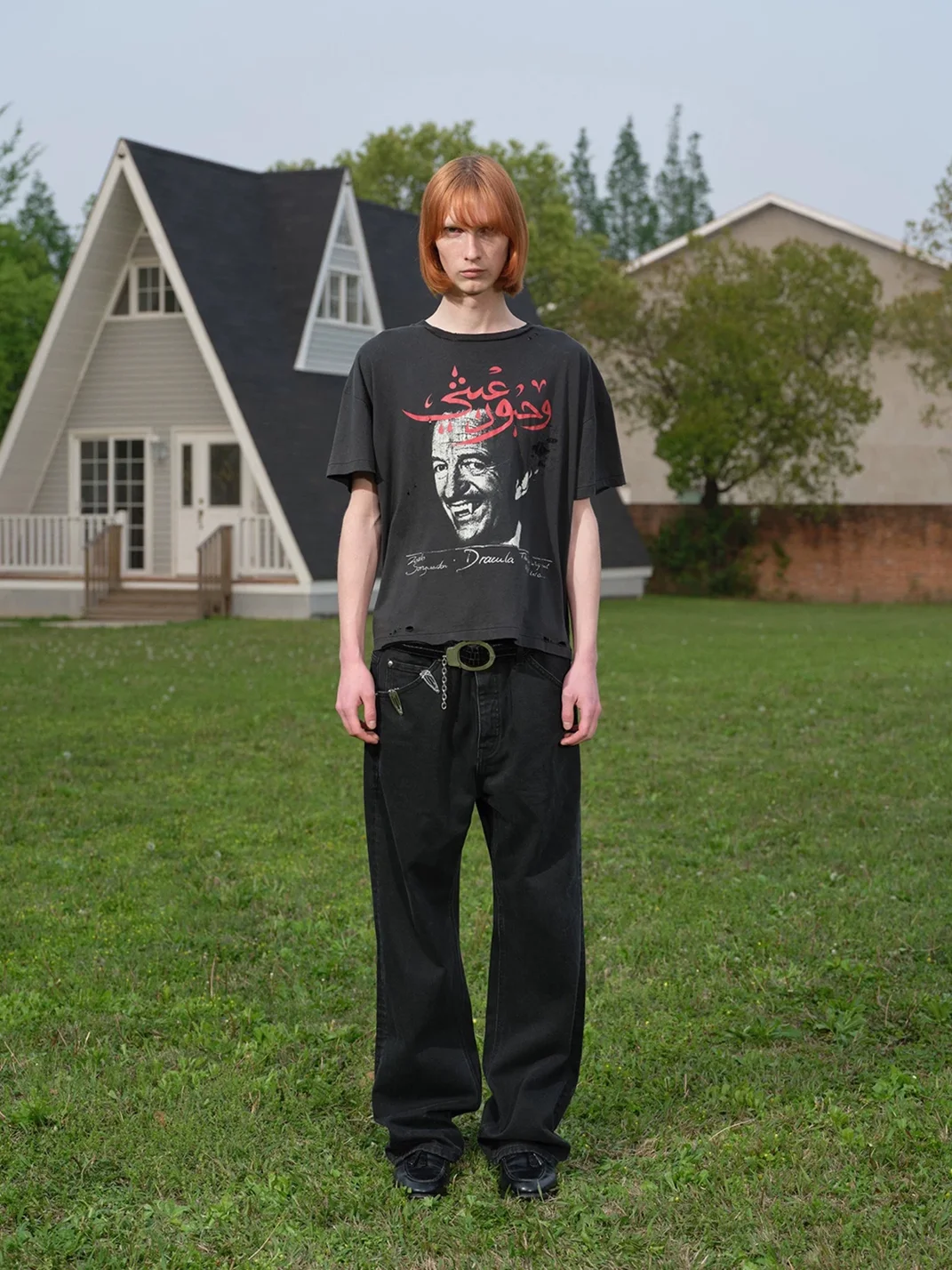 SONGAADON | Distressed Washed Dracula Portrait Boxy T-Shirt
