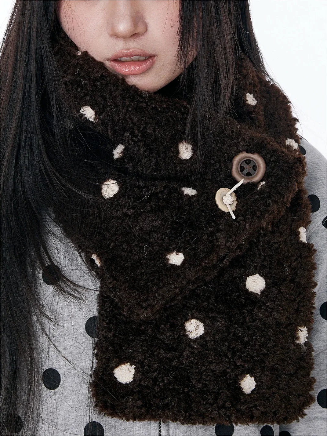 Wishmore | Plush Polka Dot Button Neck Warmer