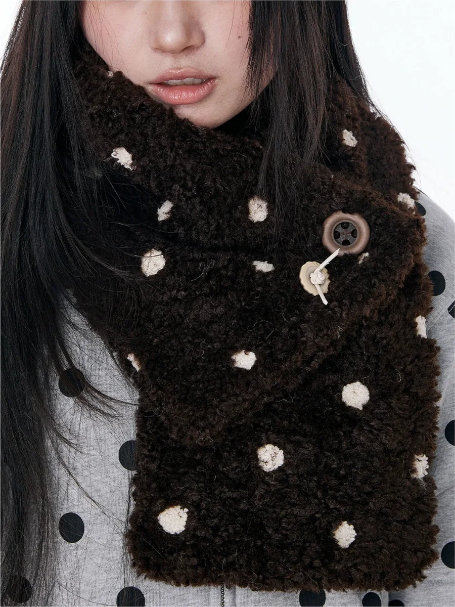 Wishmore | Plush Polka Dot Button Neck Warmer - 3