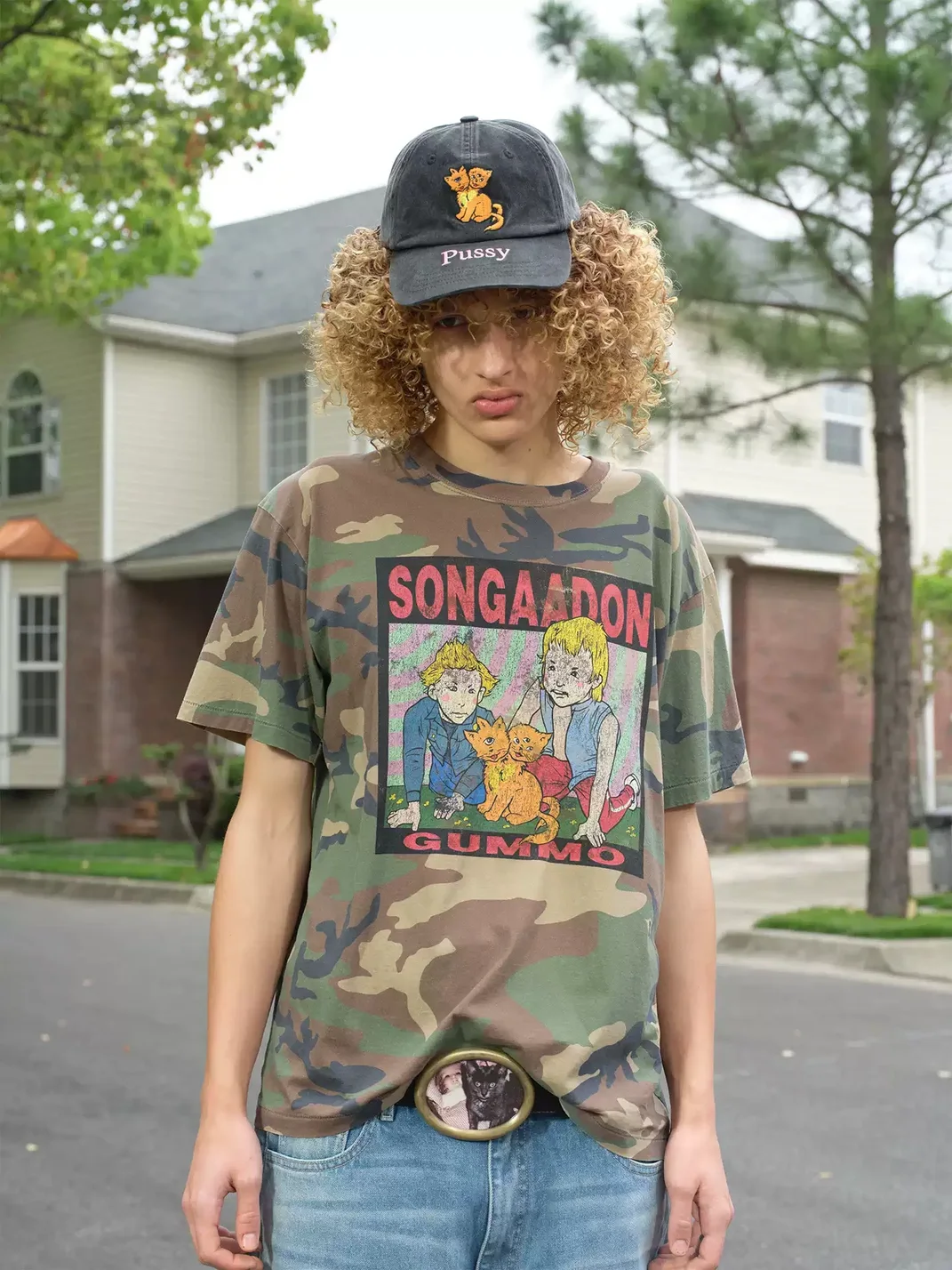 SONGAADON | Washed Graphic Print Cotton T-Shirt
