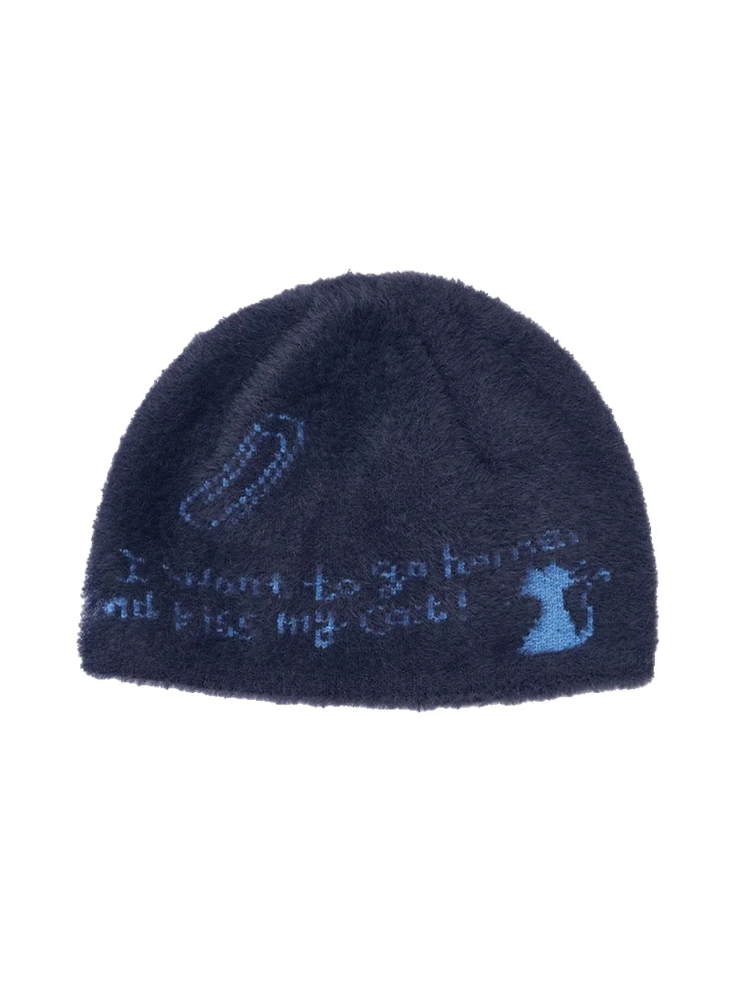 Wishmore | Cat Graphic Fuzzy Knit Beanie
