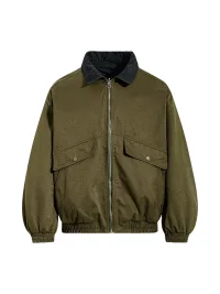 BIGGOLD | Loose-Fit Contrast Collar Zip Jacket
