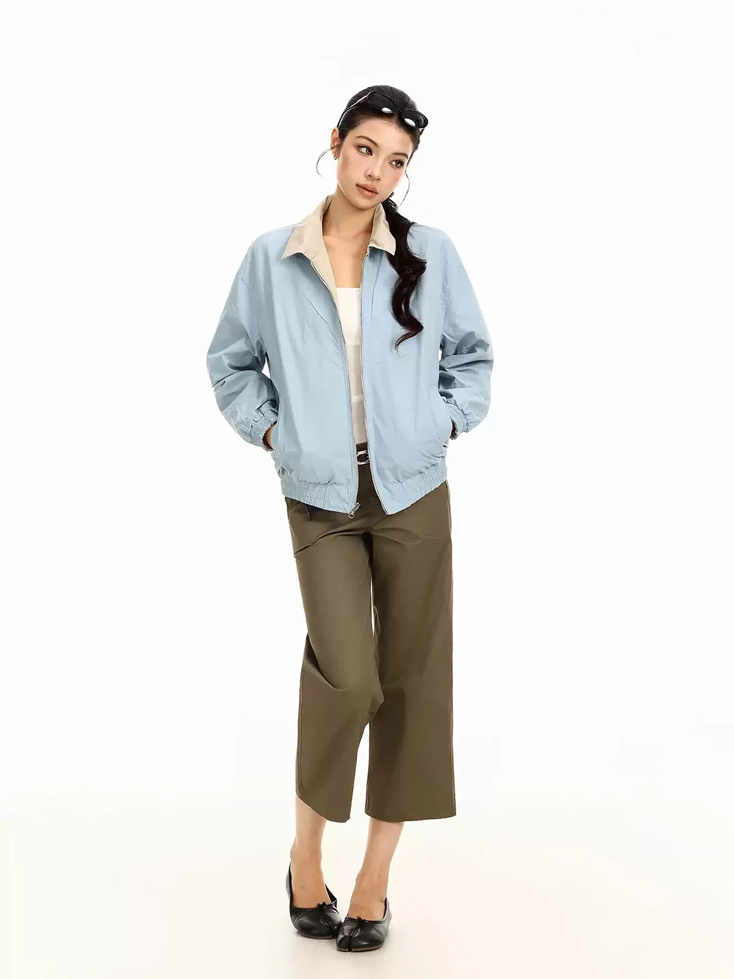 BIGGOLD | Loose-Fit Contrast Collar Zip Jacket