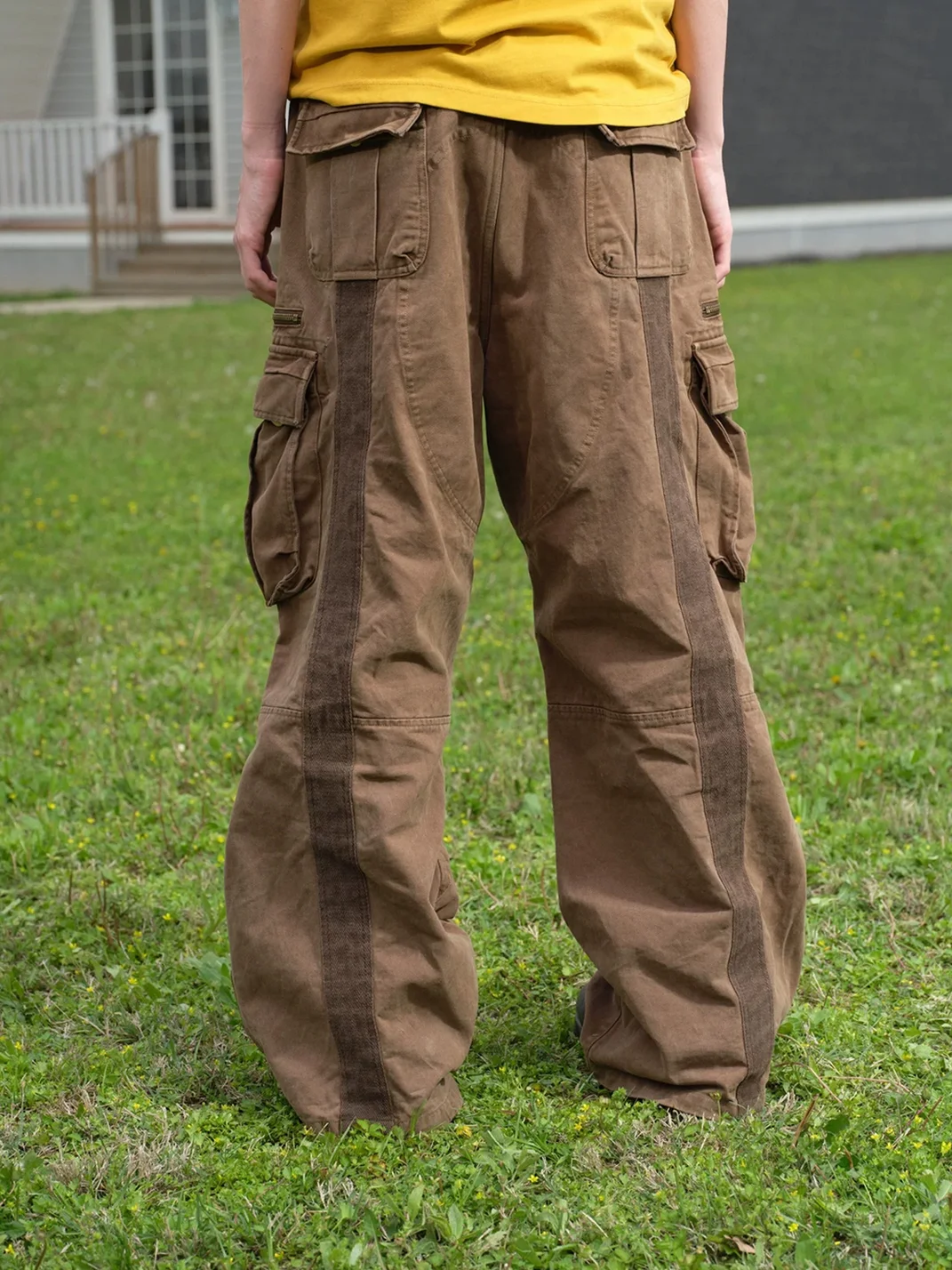 SONGAADON | Loose Fit Multi-Pocket Washed Cargo Pants