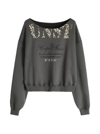 BIGGOLD | Loose Off-Shoulder Graphic Sweatshirt