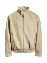 BIGGOLD | Suede-Texture Stand Collar Cropped Jacket