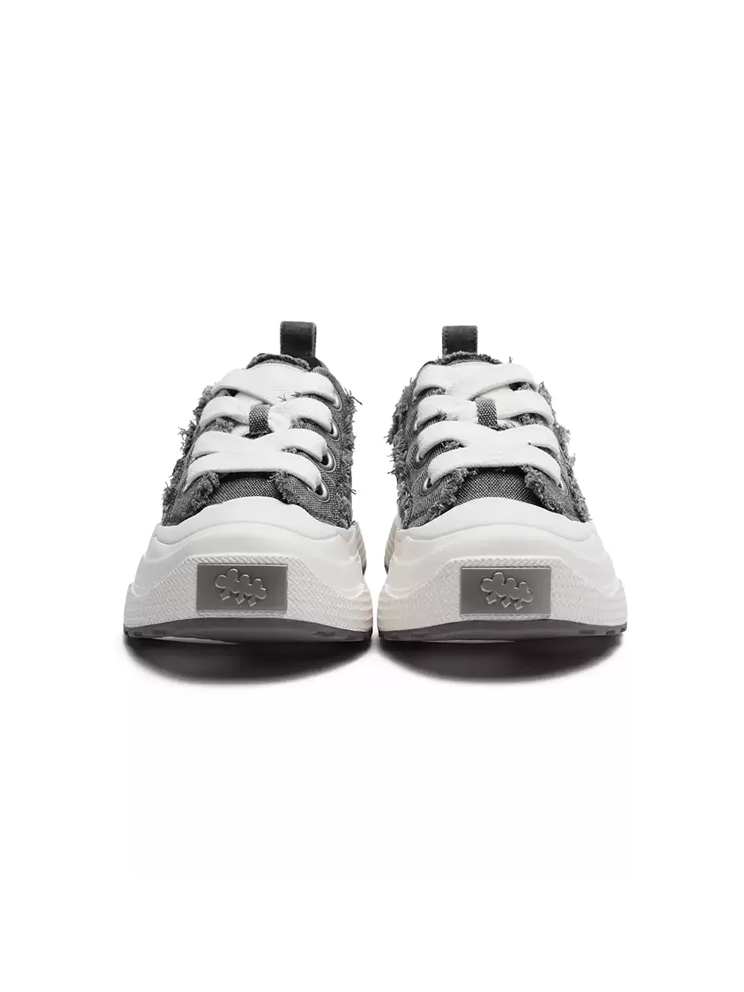 Shootbrand | Distressed Denim Gray Platform Canvas Sneakers