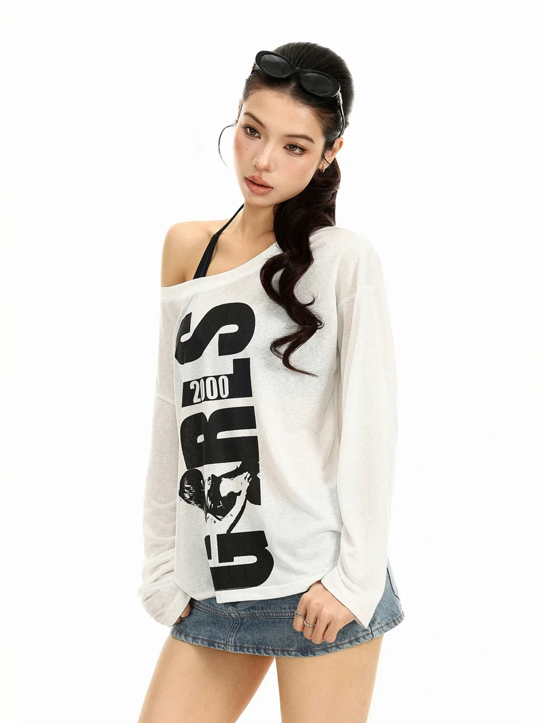 BIGGOLD | Loose Off-Shoulder Long-Sleeve T-Shirt