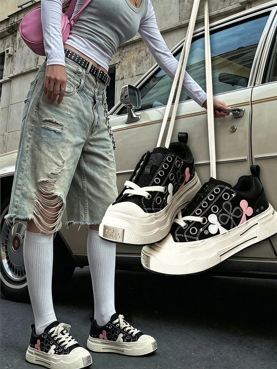 Shootbrand | Distressed Platform Canvas Sneakers - 4