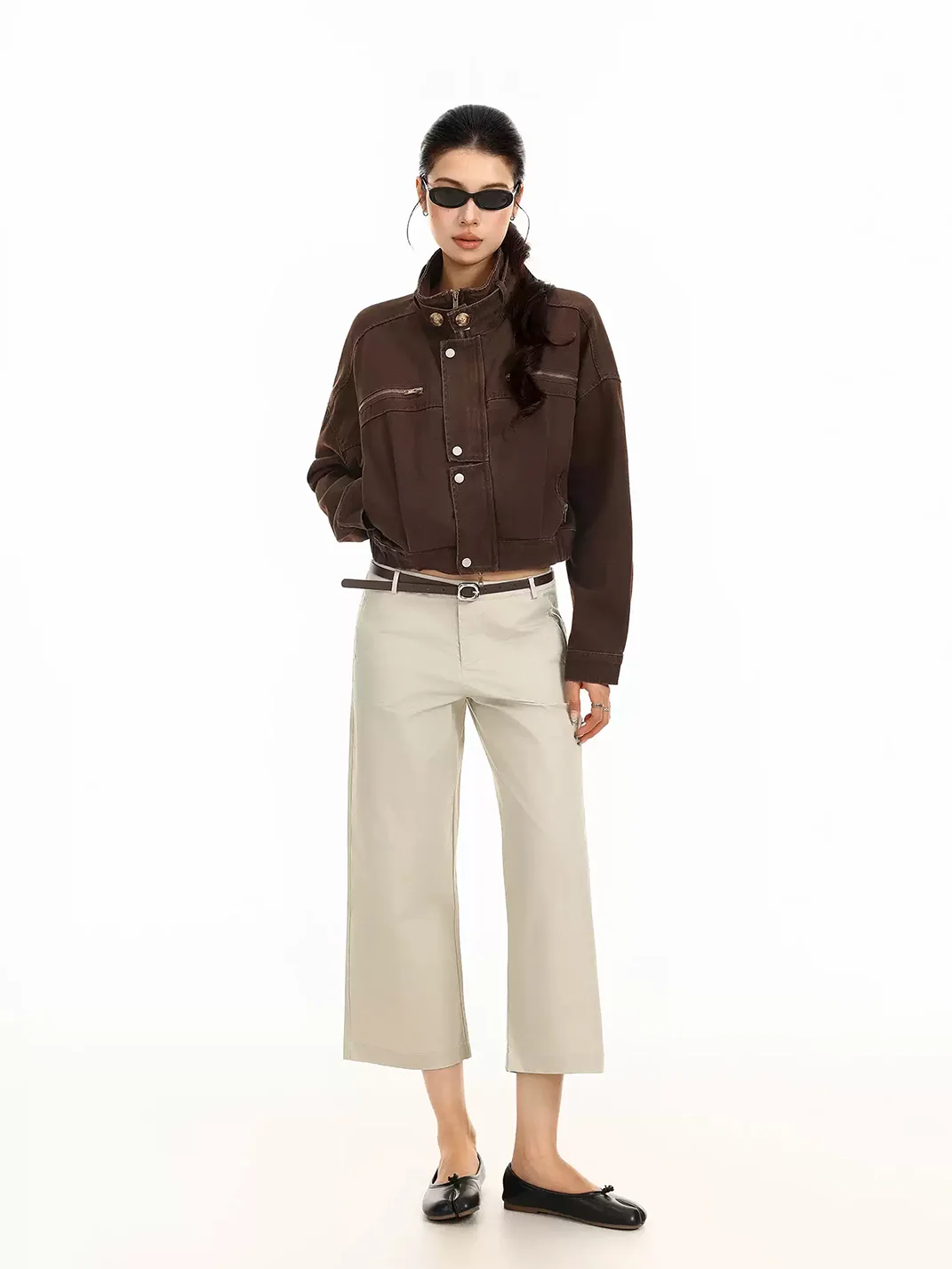 BIGGOLD | Cropped Denim Biker Jacket
