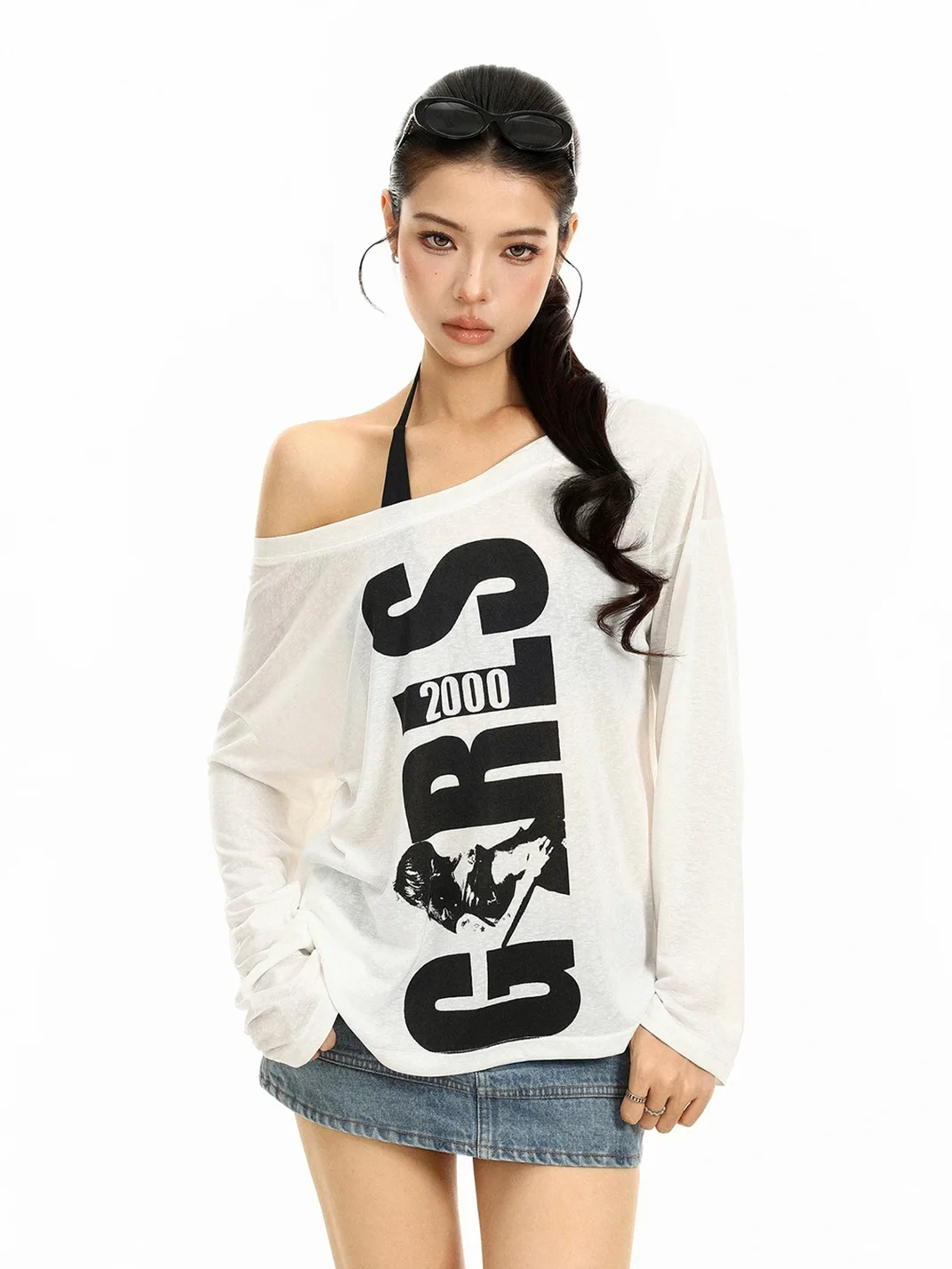BIGGOLD | Loose Off-Shoulder Long-Sleeve T-Shirt