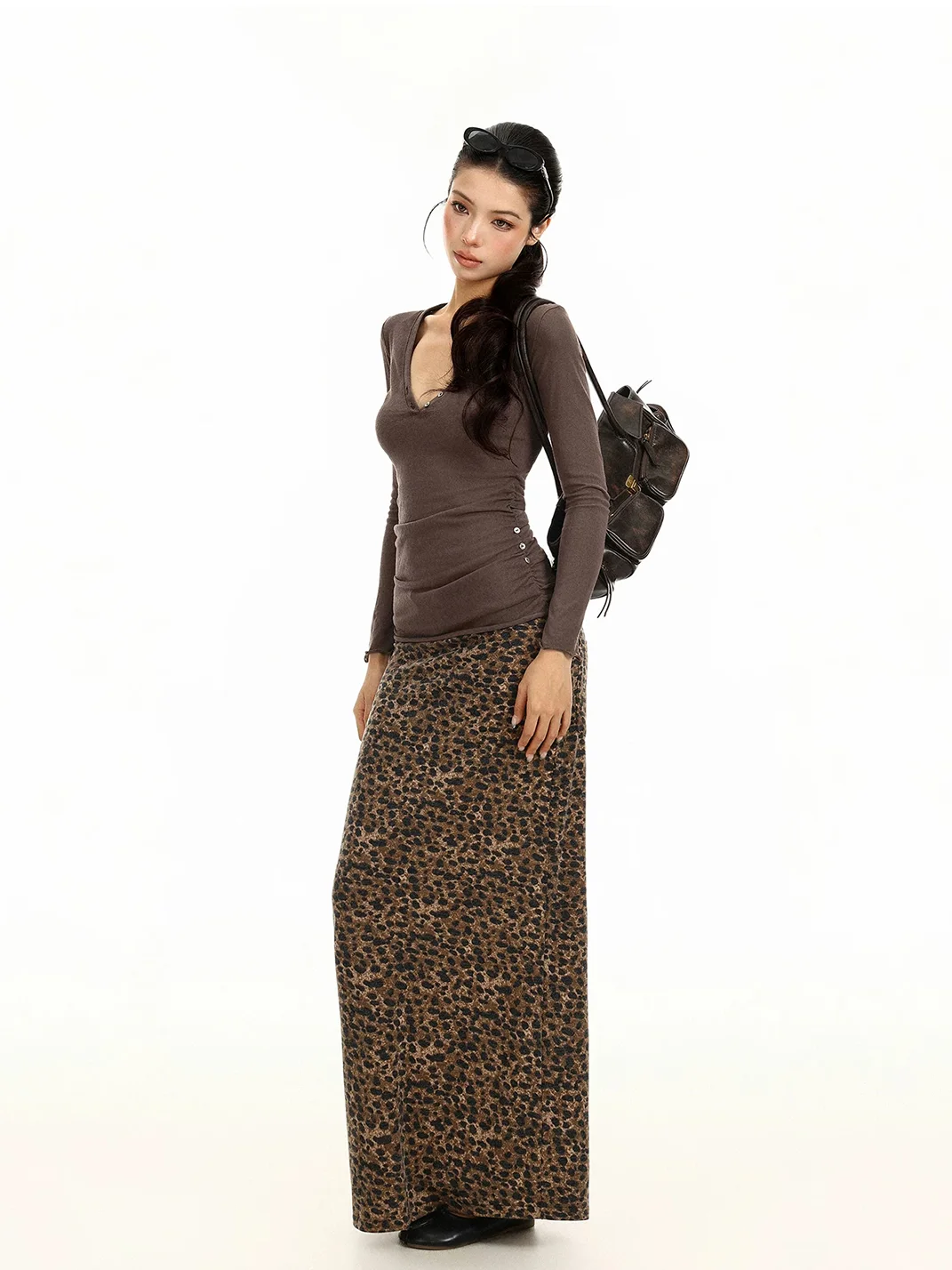 BIGGOLD | Fitted Leopard Print Maxi Skirt