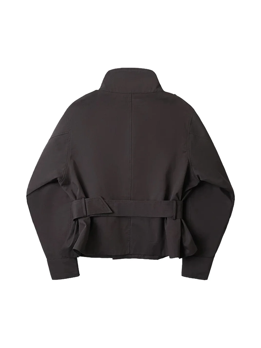 BIGGOLD | Cropped Stand Collar Belted Jacket