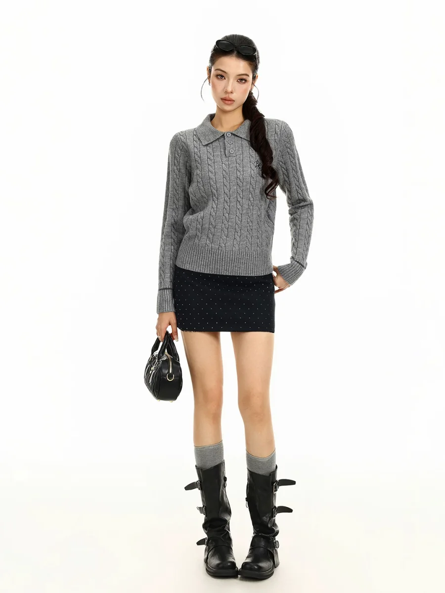 BIGGOLD | Cable Knit Polo Sweater - 4