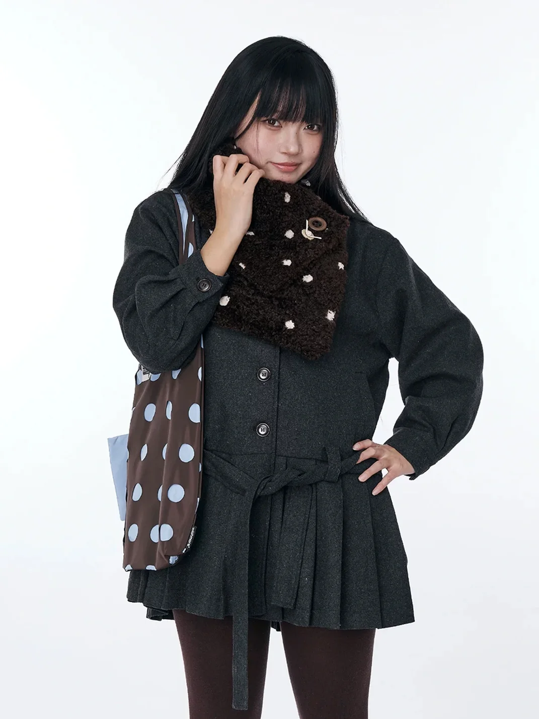 Wishmore | Plush Polka Dot Button Neck Warmer