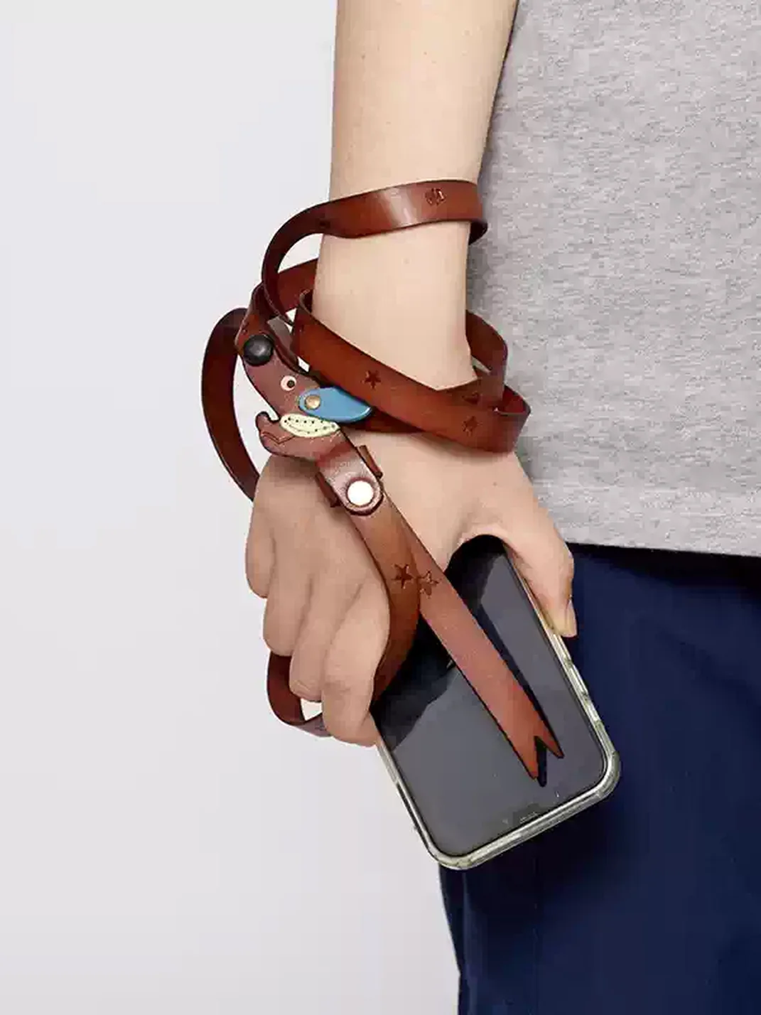 Wishmore | Dachshund Leather Crossbody Phone Strap