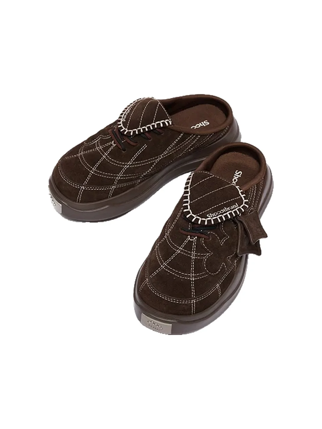 Shootbrand | Brown Suede Platform Slip-On Mules