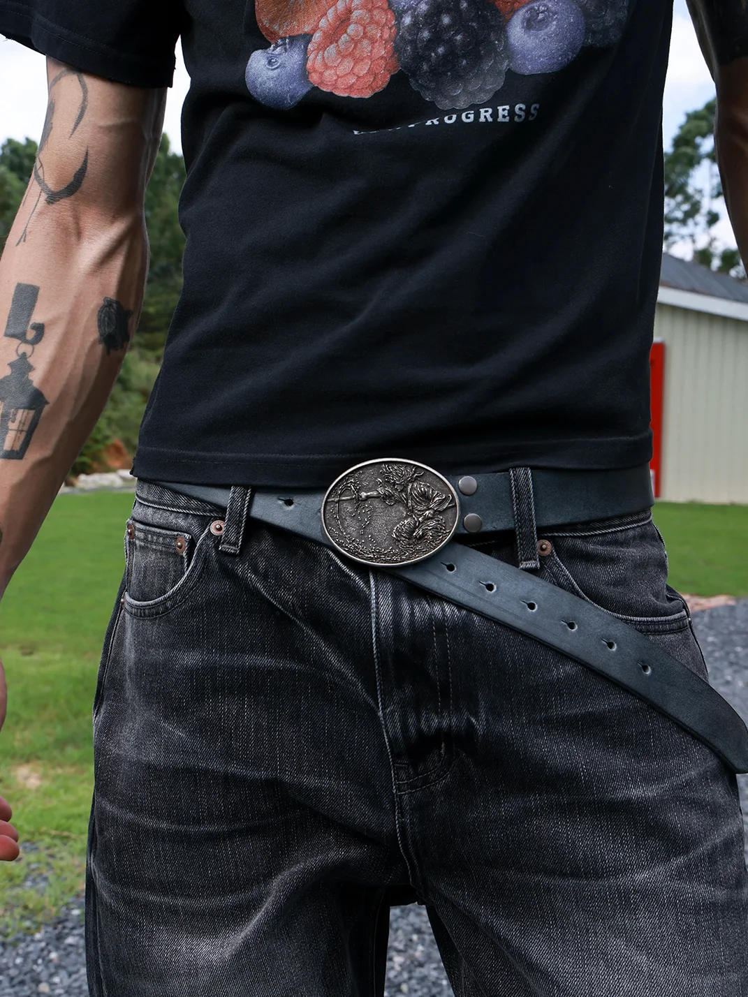 VOWPROGRESS | Miyamoto Musashi Cowhide Belt With Brass Buckle