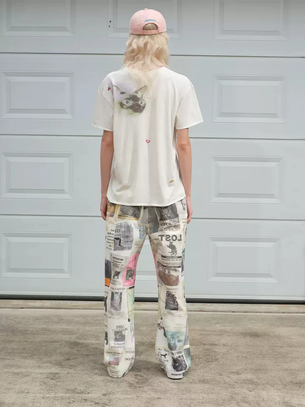 SONGAADON | Lost Cat Print Straight Leg Jeans
