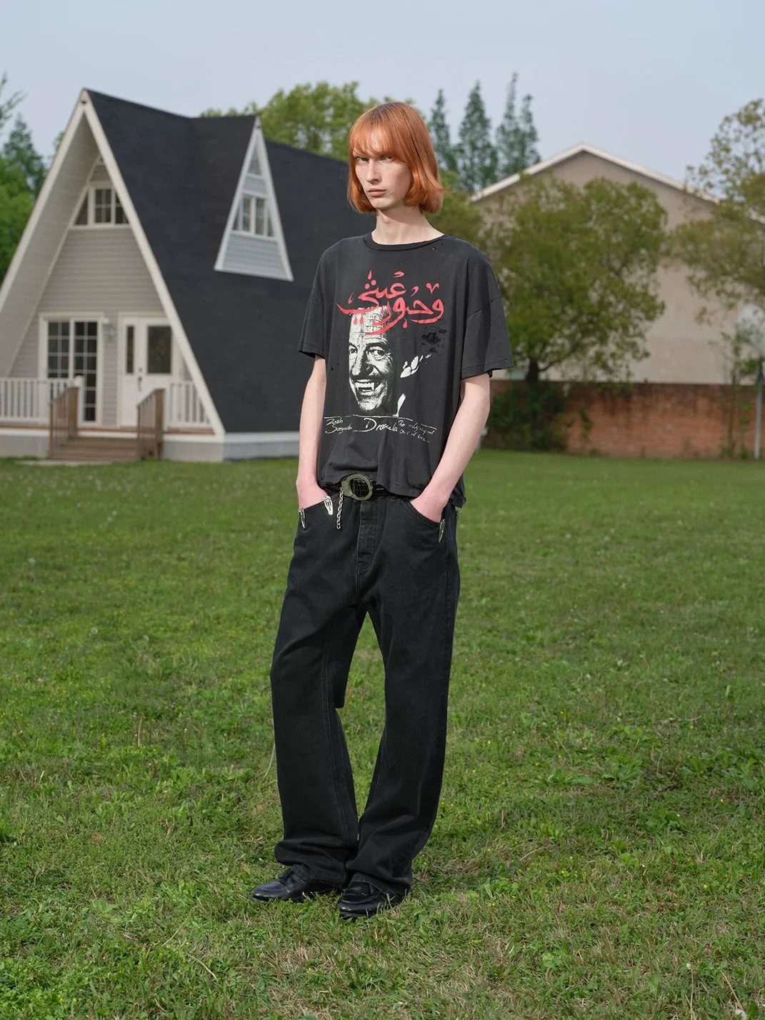 SONGAADON | Distressed Washed Dracula Portrait Boxy T-Shirt