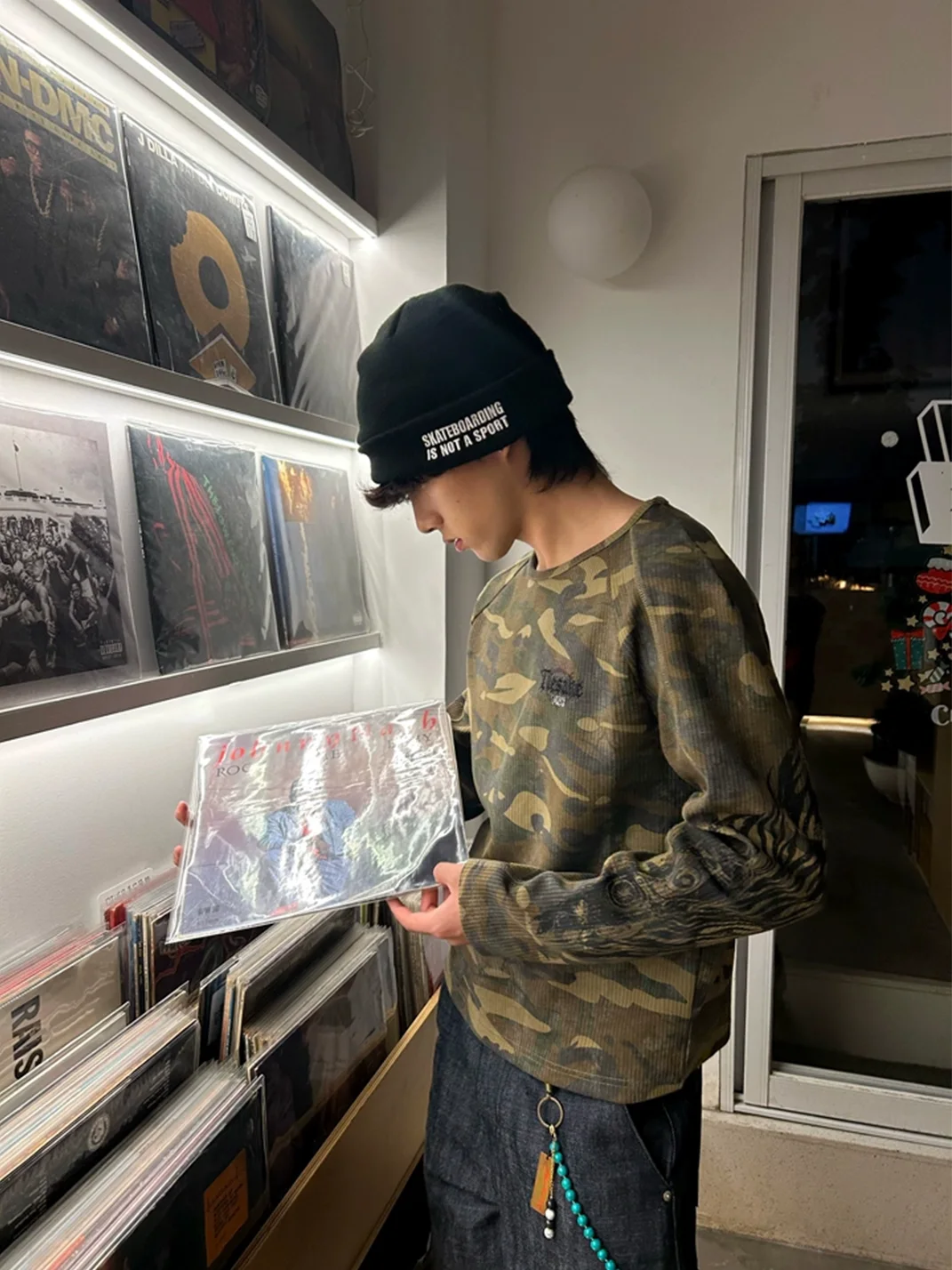 Tiesake | Camouflage Waffle Crewneck Graphic Sweatshirt