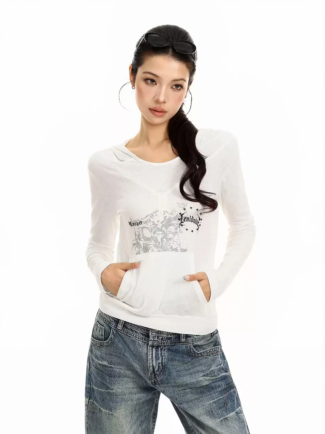 BIGGOLD | Slim Fit Graphic Hooded Long Sleeve T-Shirt