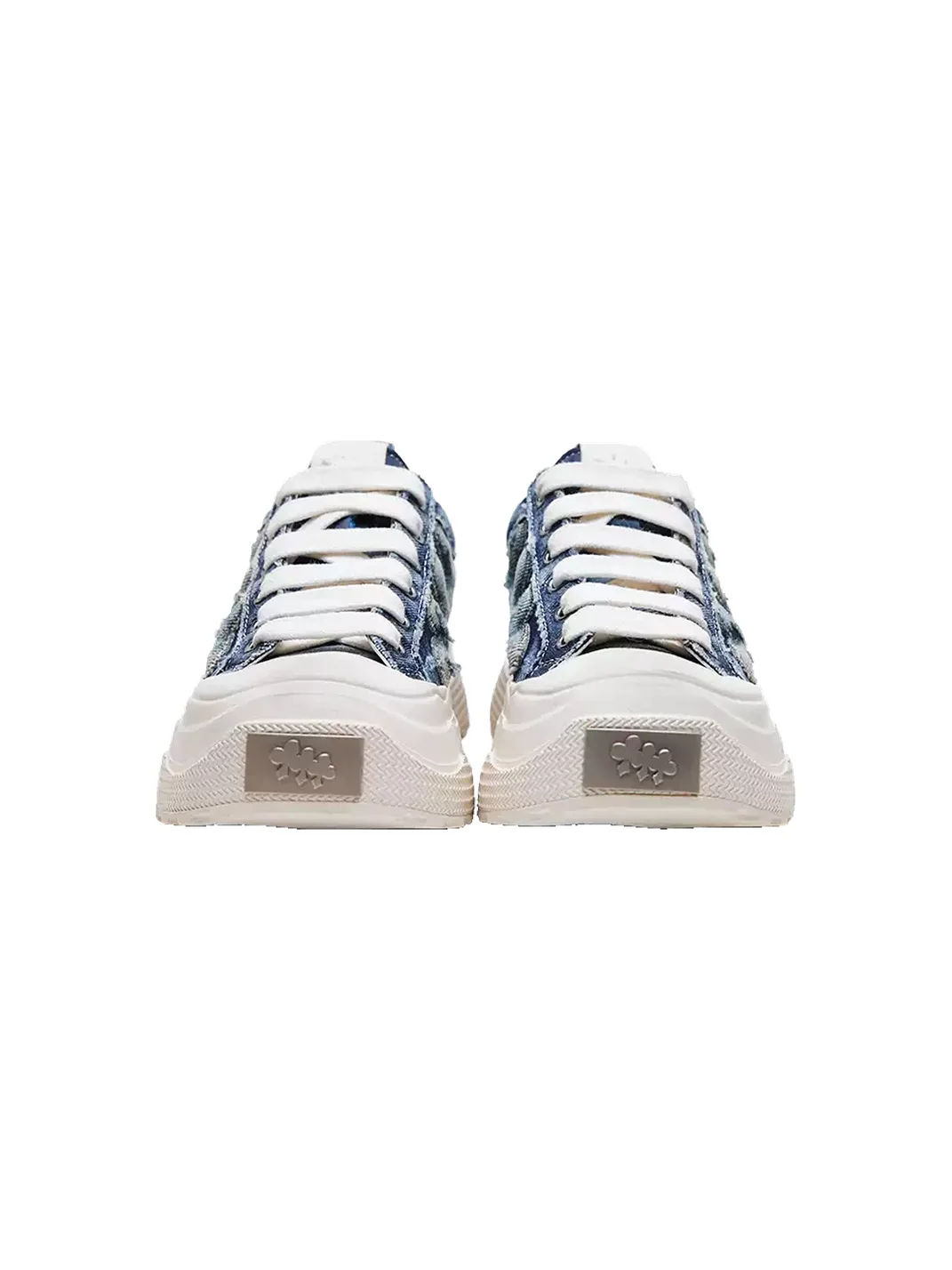 Shootbrand | Distressed Denim Platform Canvas Sneakers