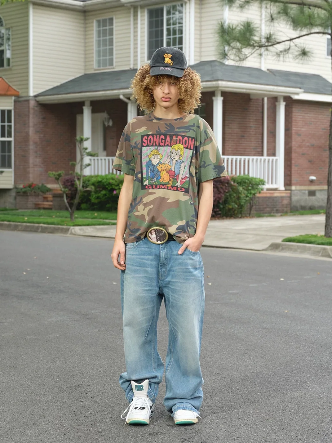 SONGAADON | Washed Graphic Print Cotton T-Shirt