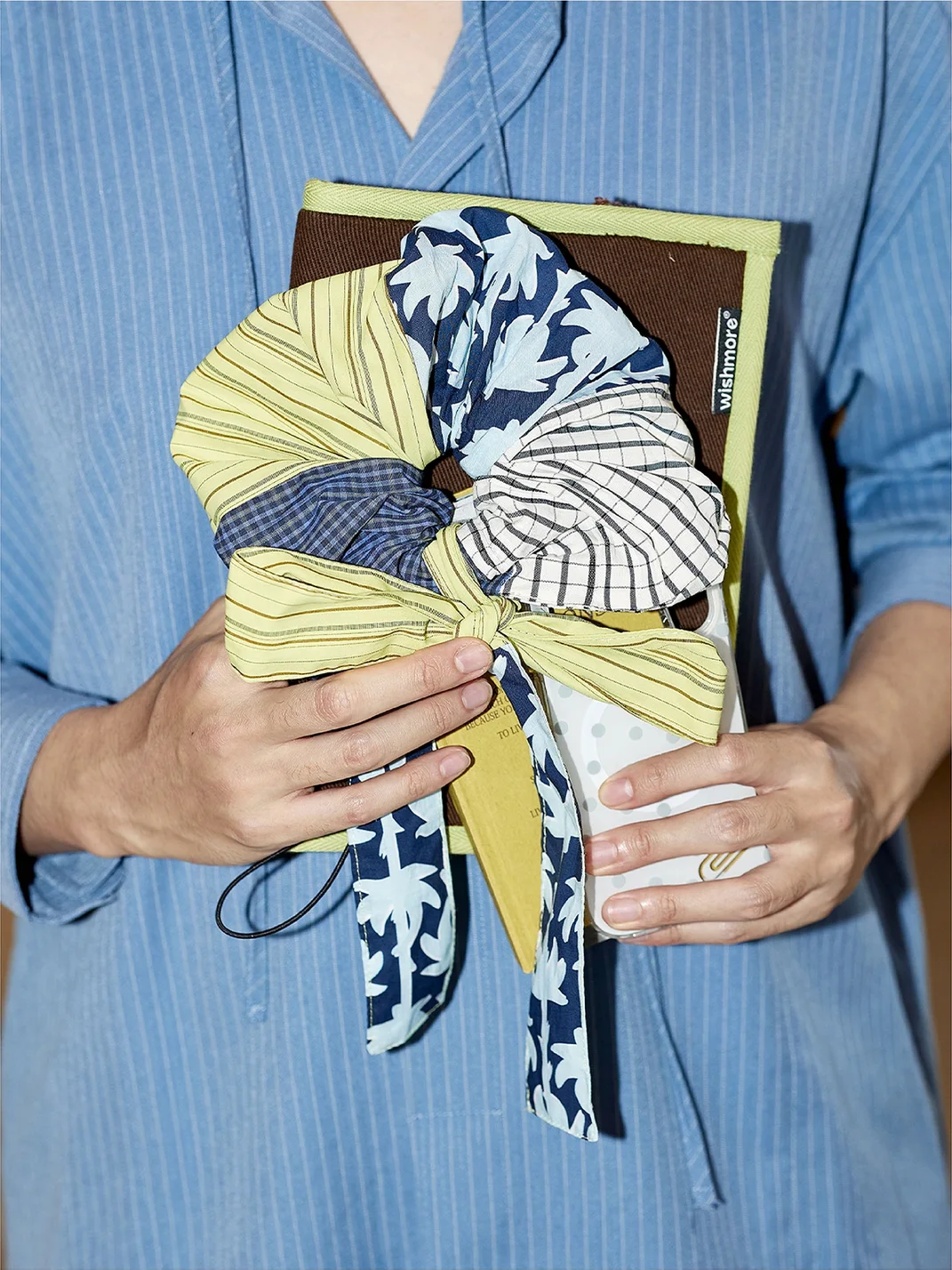 Wishmore | Patchwork Plaid Ribbon Scrunchie