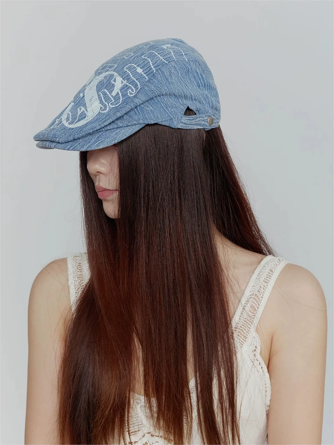 Wishmore | Forest Print Denim Newsboy Beret