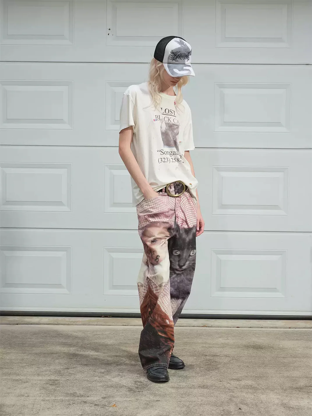 SONGAADON | Cat Graphic Straight-Leg Jeans