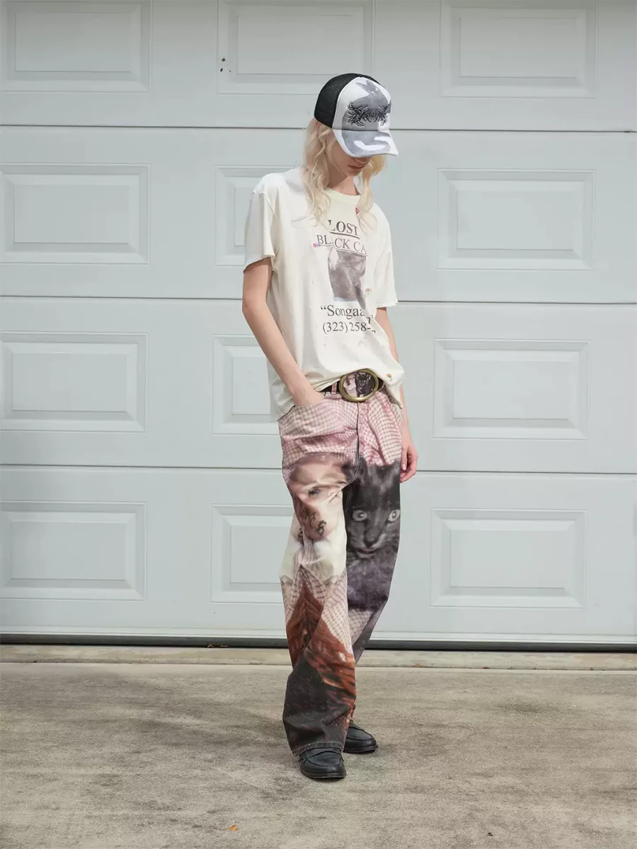 SONGAADON | Cat Graphic Straight-Leg Jeans - 3