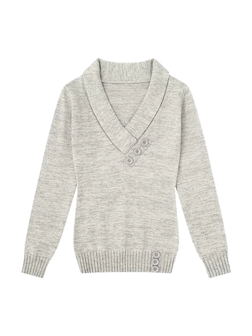 BIGGOLD | Slim Fit V-Neck Long Sleeve Knit Top