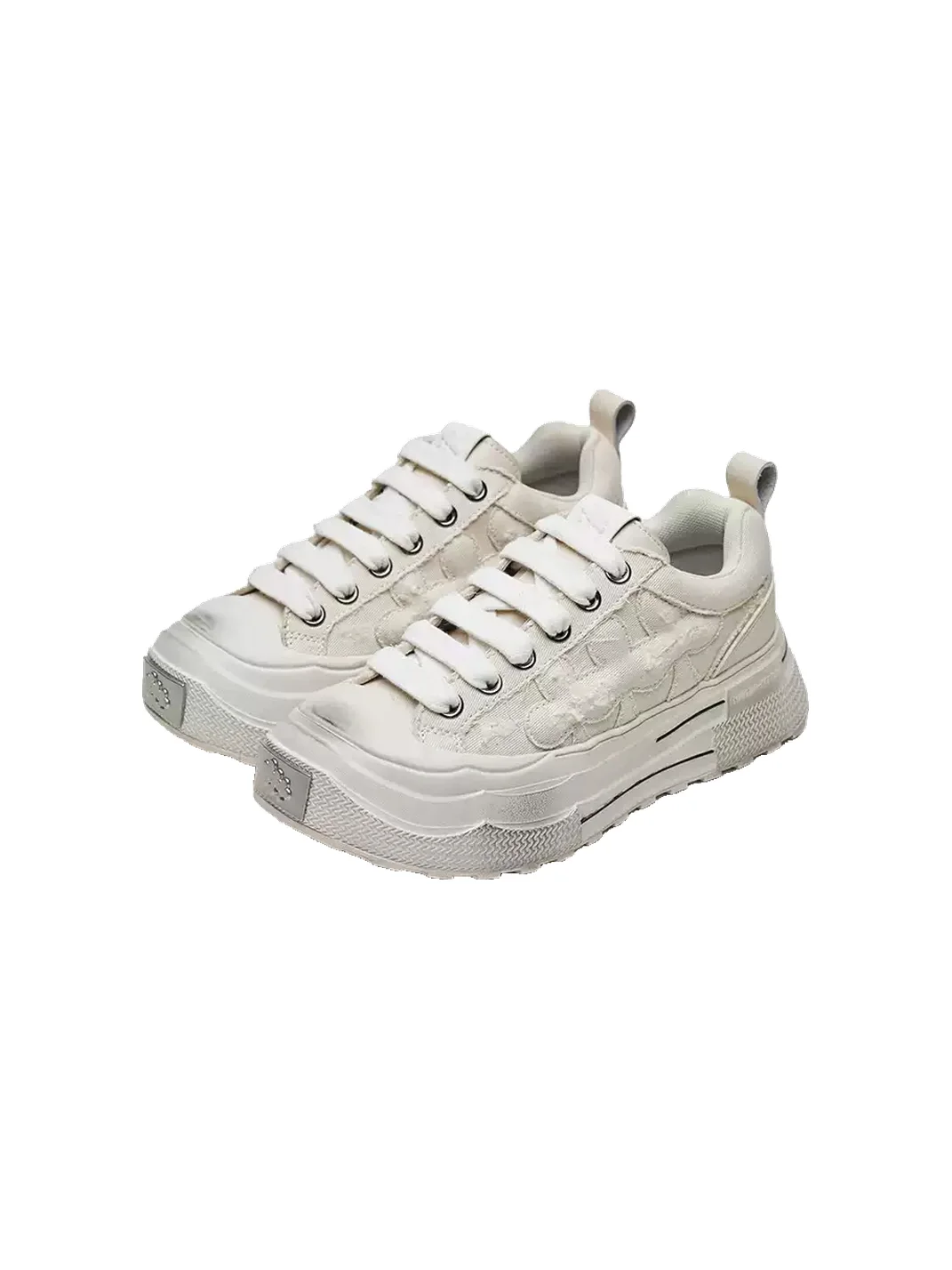 Shootbrand | Distressed Platform Retro Canvas Sneakers