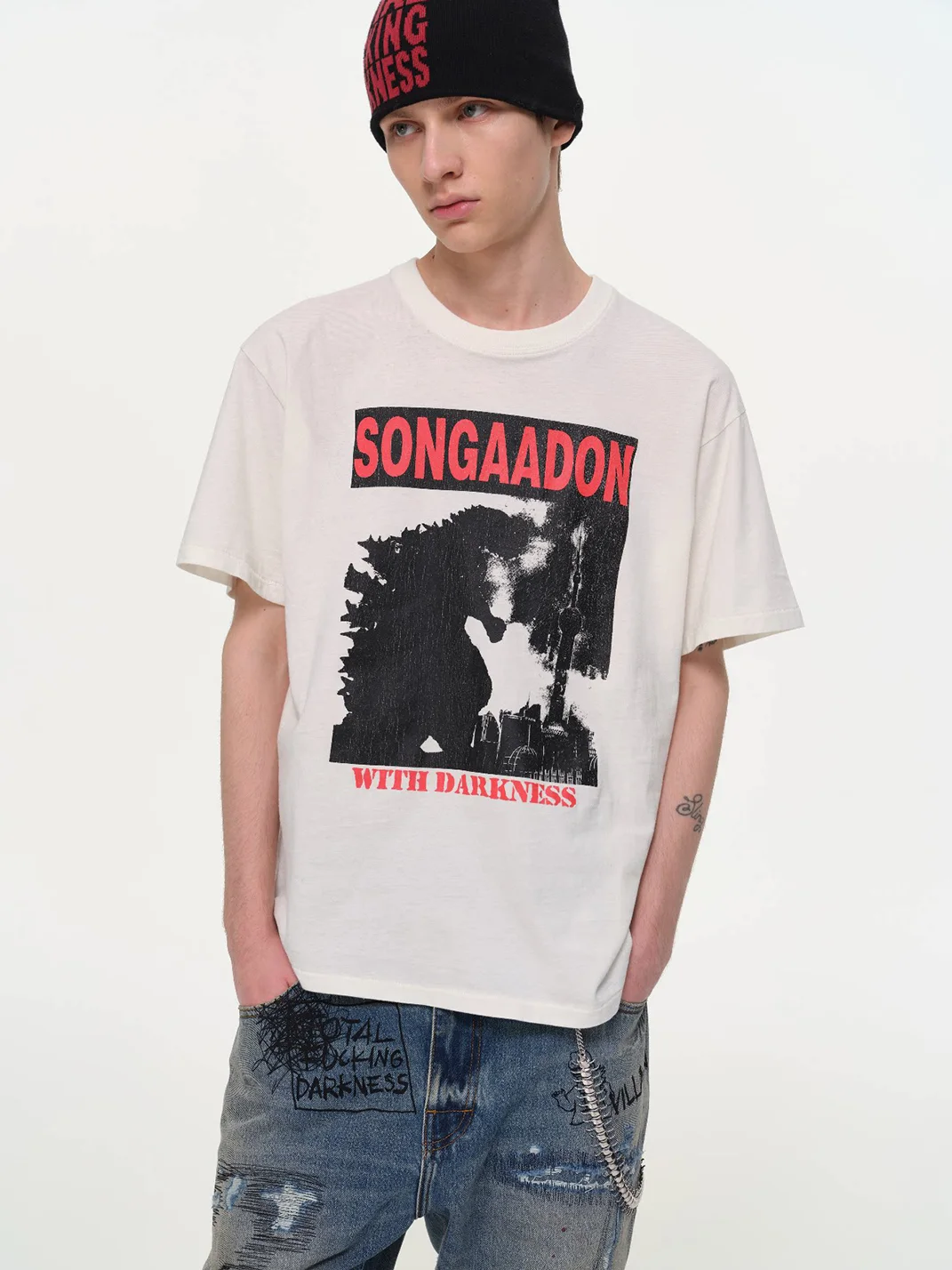 SONGAADON | Godzilla Graphic Distressed Washed T-Shirt