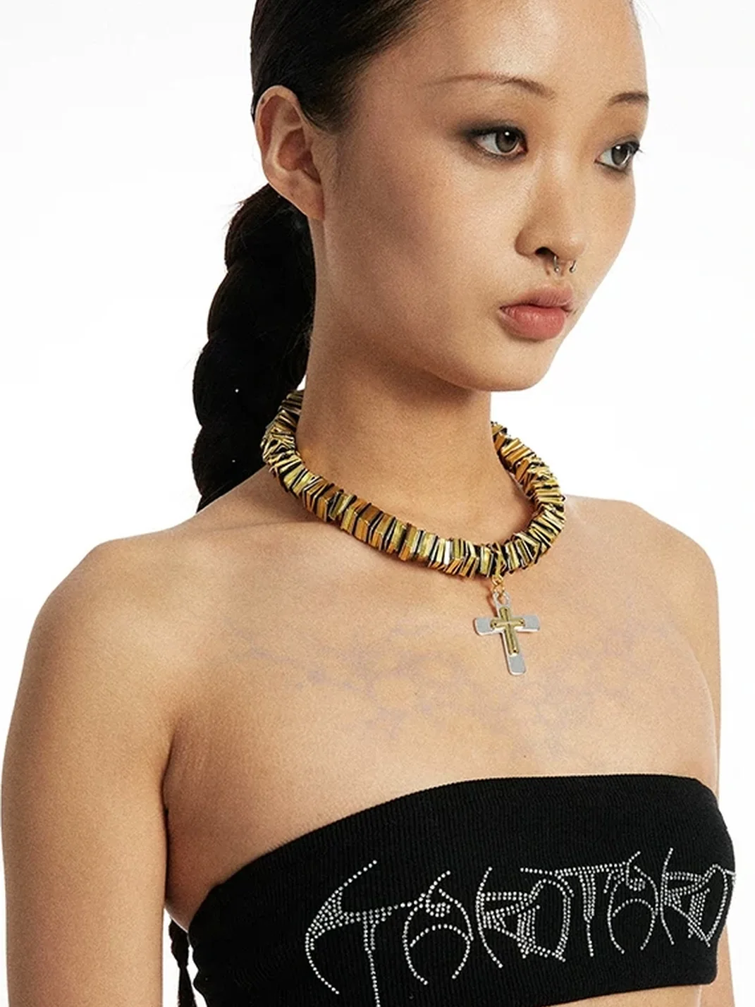 SchwarzGold | Handmade Two-Tone Cross Pendant Necklace