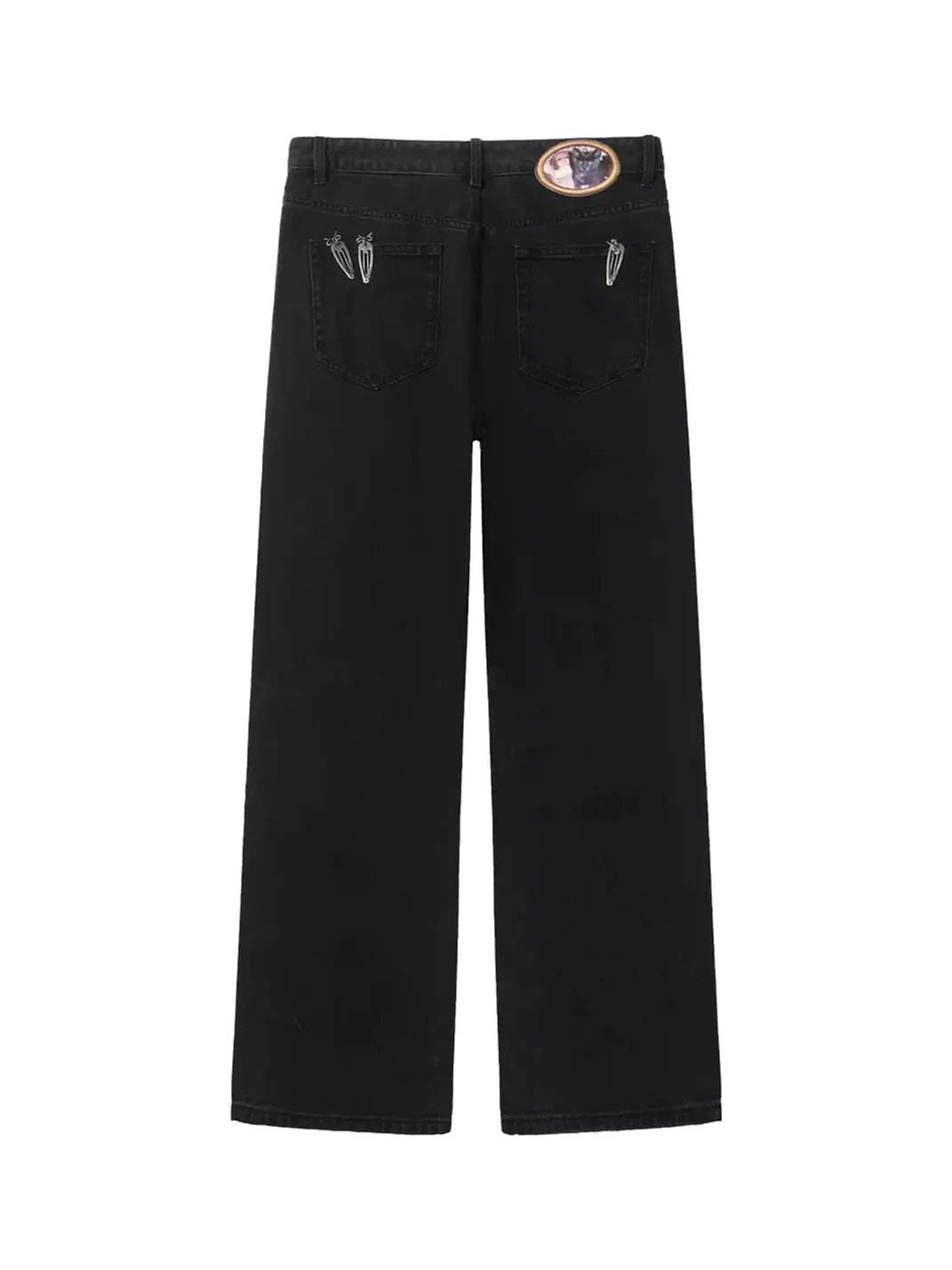 SONGAADON | Metal Hair Clip Washed Straight Leg Jeans