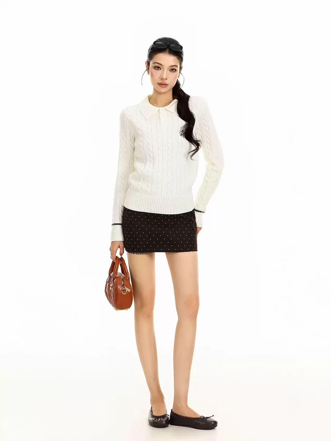 BIGGOLD | Cable Knit Polo Sweater