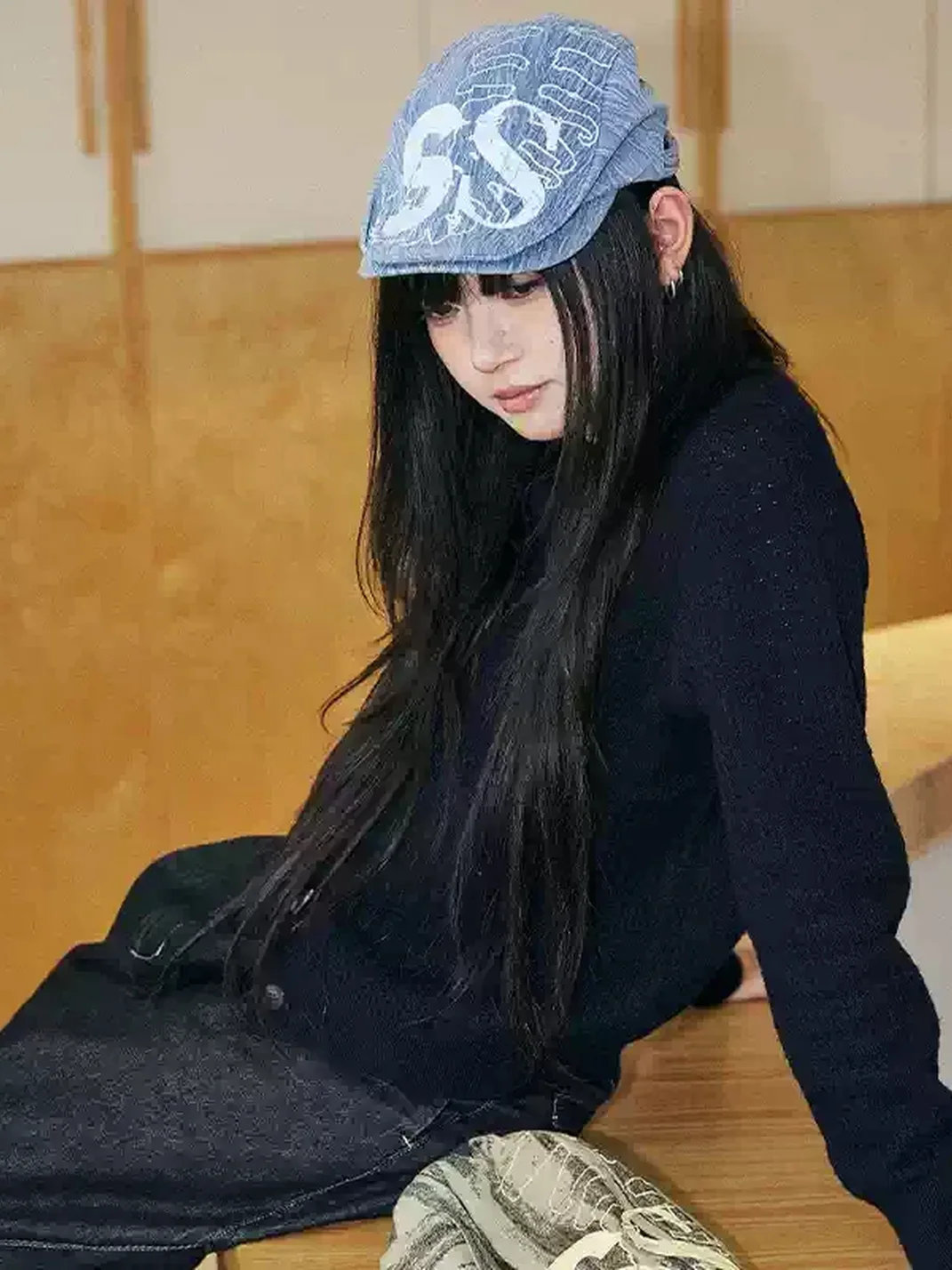 Wishmore | Forest Print Denim Newsboy Beret