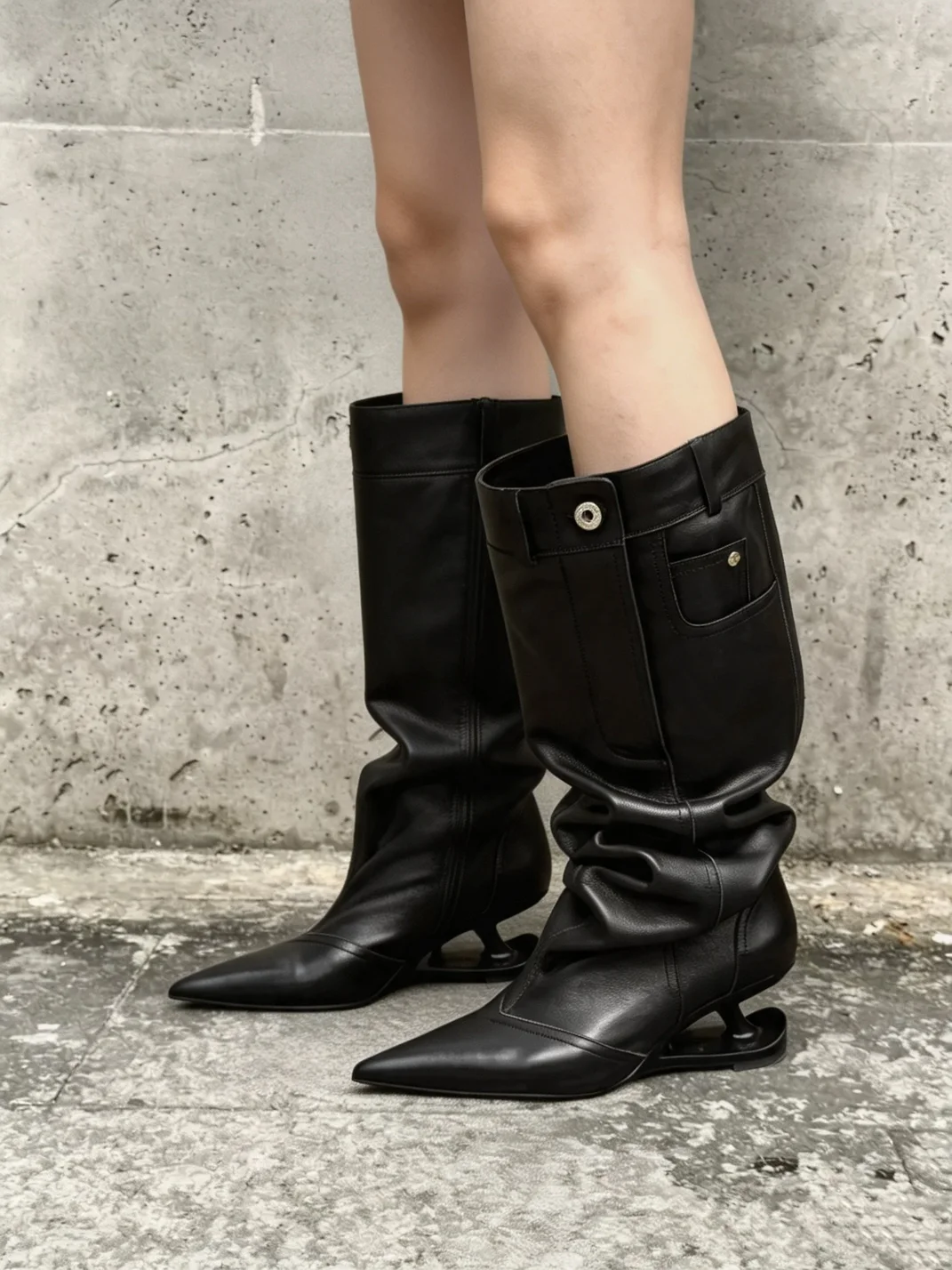 In lucky | Pointed Toe Slouch Knee-High Boots