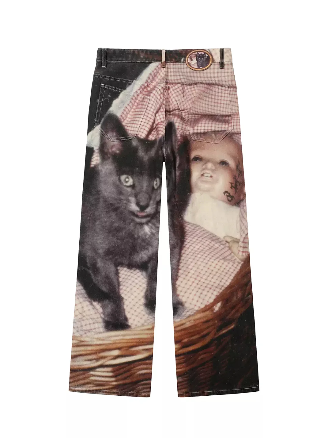 SONGAADON | Cat Graphic Straight-Leg Jeans