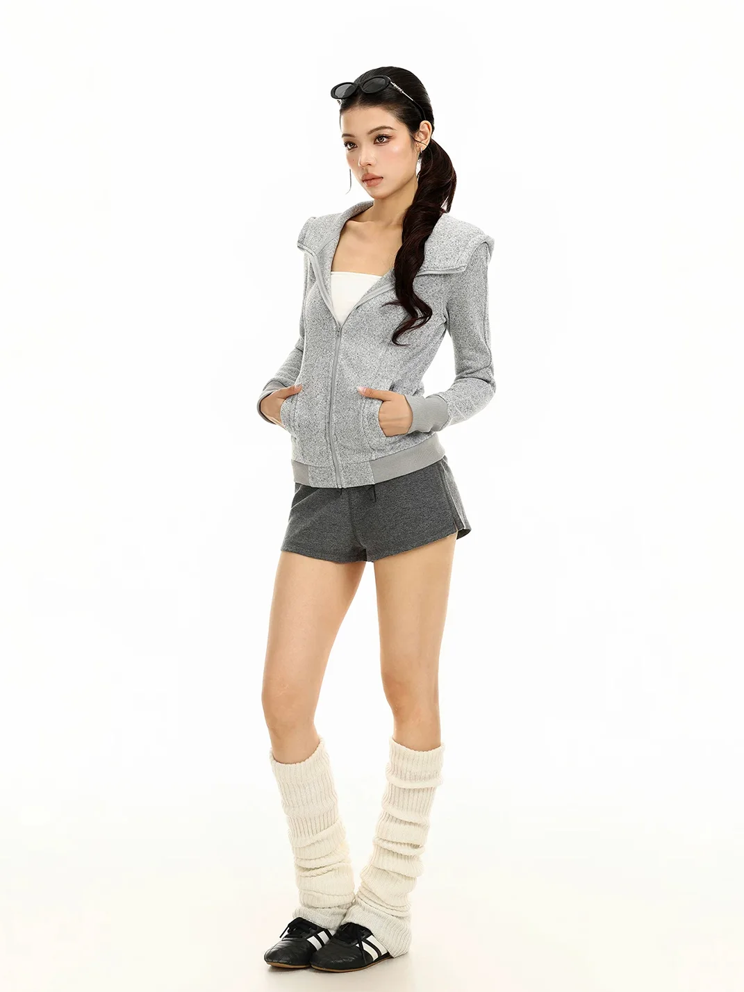 BIGGOLD | Cropped Hooded Zip Jacket
