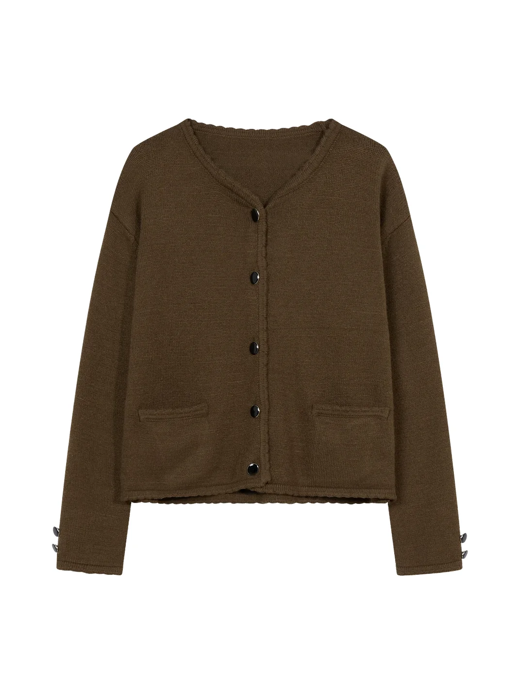 BIGGOLD | Cropped Button Knit Cardigan