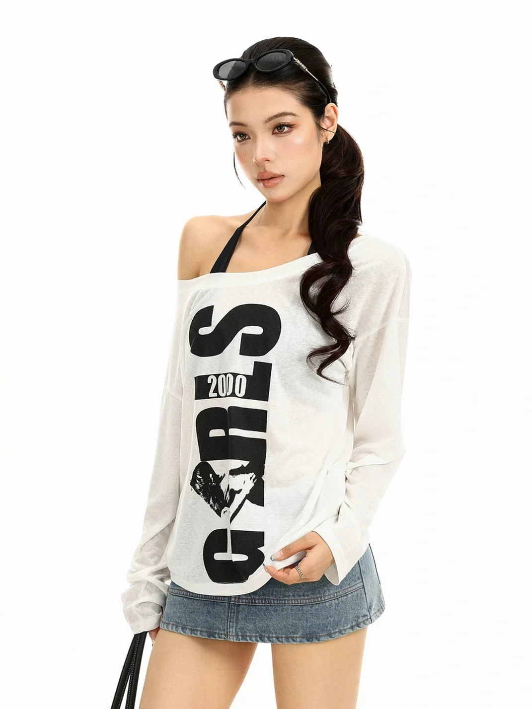 BIGGOLD | Loose Off-Shoulder Long-Sleeve T-Shirt