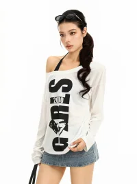 BIGGOLD | Loose Off-Shoulder Long-Sleeve T-Shirt