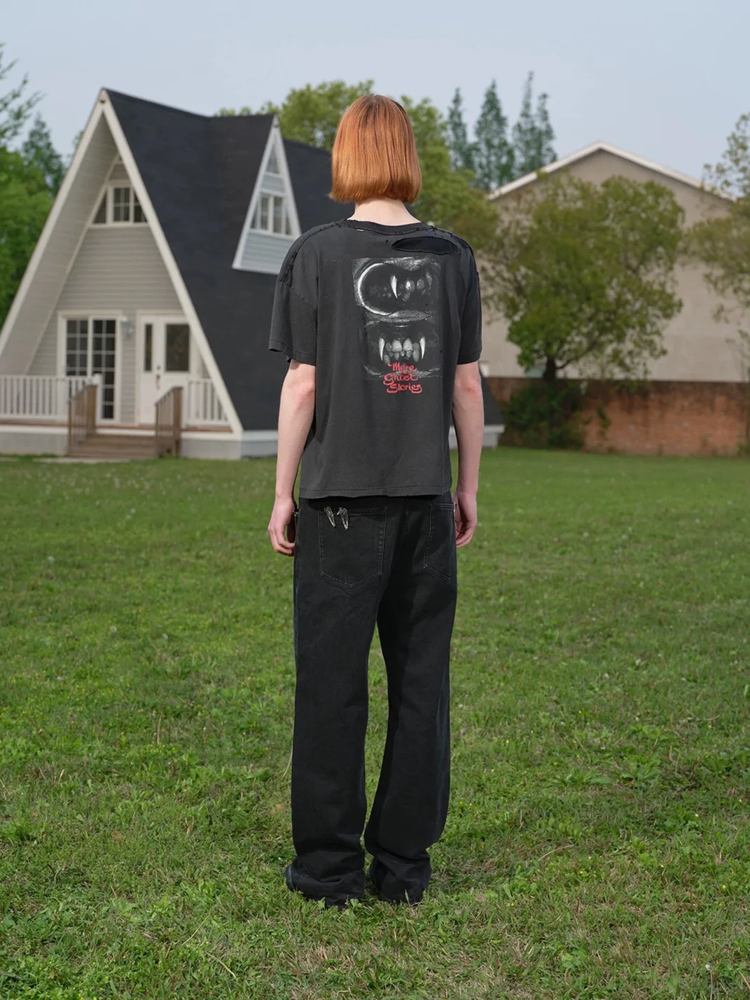 SONGAADON | Distressed Washed Dracula Portrait Boxy T-Shirt