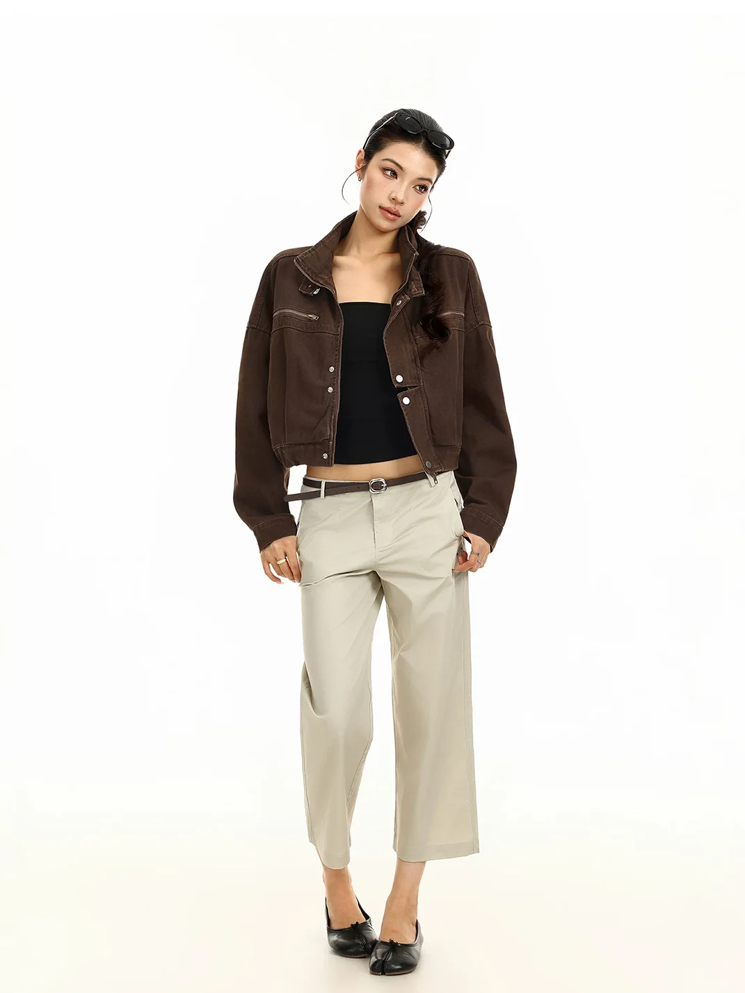 BIGGOLD | Cropped Denim Biker Jacket
