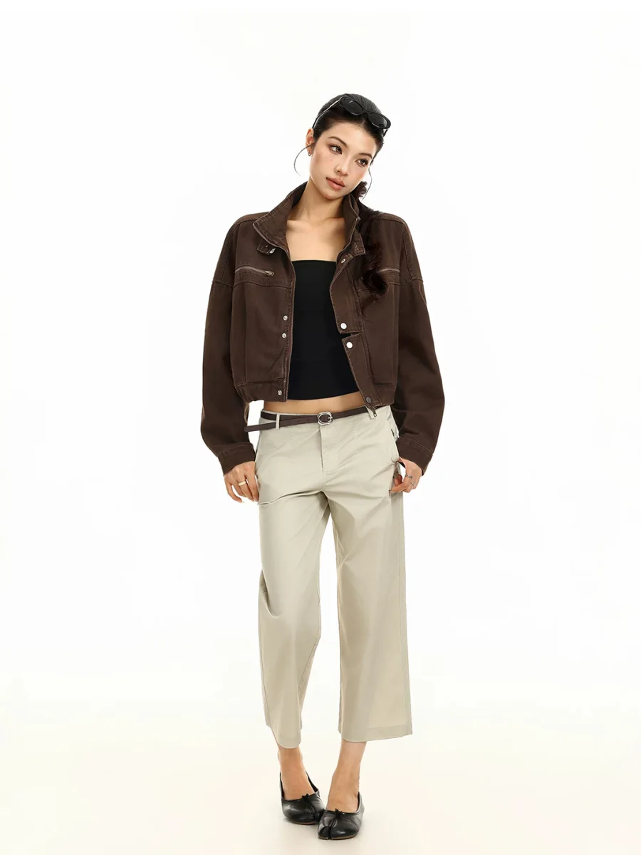 BIGGOLD | Cropped Denim Biker Jacket - 4